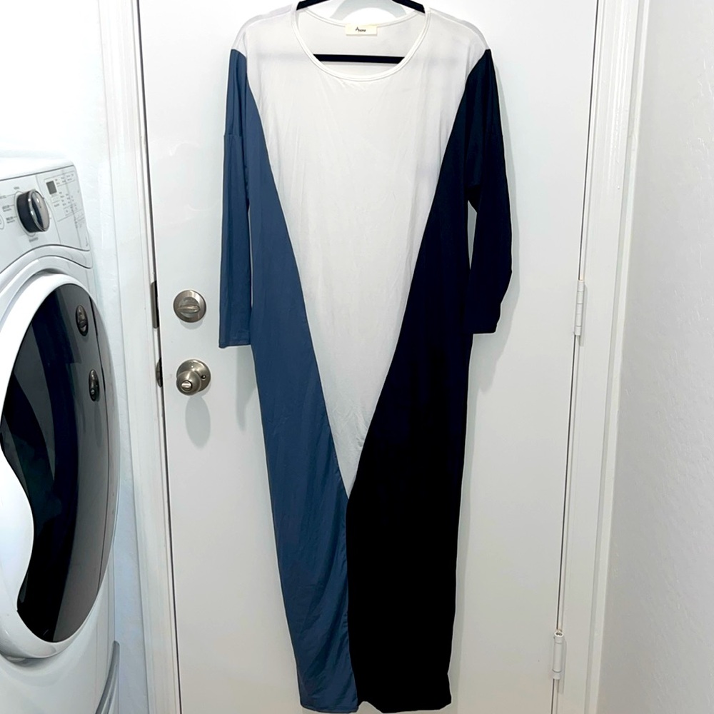 Colorblock Maxi Dress NEW Blue Black White